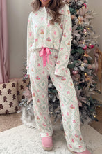 Load image into Gallery viewer, White Long Sleeve Patchwork Shift Christmas Daily Wear Lounge Set