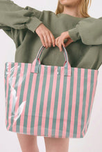 Load image into Gallery viewer, Rainbow Glossy Striped Vinyl Large Tote Bag