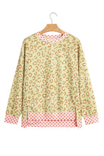 Load image into Gallery viewer, Pink Leopard Polka Dot Colorblock Trim Long Sleeve Top