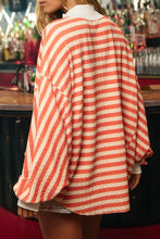 Load image into Gallery viewer, Orange Stripe Striped Textured Stand Neck Oversized Long Sleeve Top