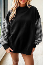 Load image into Gallery viewer, Pink Plaid Sleeve Colorblock Loose Tunic Sweatshirt