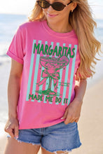 Load image into Gallery viewer, Rose Red Margaritas Made Me Do It Striped Graphic Beach Vacation Tee