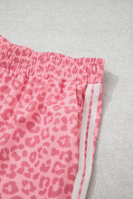 Load image into Gallery viewer, Pink Leopard Print Varsity Striped Detail 3/4 Sleeve Top Shift Pant Set