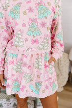 Load image into Gallery viewer, Pink Floral Print Lace Trim Long Sleeve Skirt Set