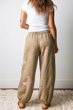 Load image into Gallery viewer, Khaki Leopard Print Star Patched Drawstring Elastic Waist Jogger Pants