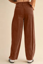 Load image into Gallery viewer, Chestnut Elastic Waist Drawstring Corduroy Casual Pants