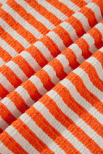 Load image into Gallery viewer, Orange Stripe Striped Textured Stand Neck Oversized Long Sleeve Top