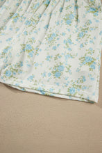 Load image into Gallery viewer, Sky Blue Floral Print Short Sleeve Elastic Waist Pocket Two Piece Set