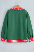 Load image into Gallery viewer, Red Colorblock Polka Dot Contrast Trim Oversized Sweatshirt