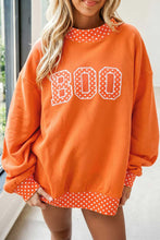 Load image into Gallery viewer, Fiery Red Polka Dot Letter Print Contrast Trim Mock Neck Sweatshirt