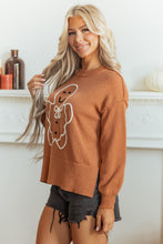 Load image into Gallery viewer, Brown Oversized Drop Shoulder Round Neck Christmas Sweater