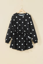 Load image into Gallery viewer, Red Polka Dot Raw Hem Relaxed Pullover Loose Skort Two Piece Set