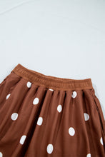Load image into Gallery viewer, Brown Polka Dot Raw Hem Relaxed Pullover Loose Skort Two Piece Set
