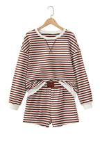 Load image into Gallery viewer, Grapefruit Orange Drop Shoulder Long Sleeve Pullover Elastic Waist Casual Short Set