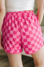 Load image into Gallery viewer, Black Checkered Drawstring Elastic Waist Casual Shorts