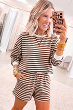 Load image into Gallery viewer, Grapefruit Orange Drop Shoulder Long Sleeve Pullover Elastic Waist Casual Short Set