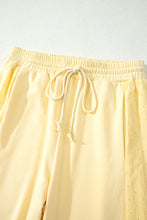 Load image into Gallery viewer, Yellow Cream Eyelet Embroidered Lace Patchwork Cropped Pullover Drawstring Pants Set
