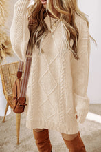 Load image into Gallery viewer, Burgundy Cable Knit Drop Shoulder Loose Fit Sweater Dress