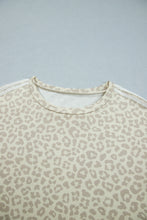 Load image into Gallery viewer, Pink Leopard Print Varsity Striped Detail 3/4 Sleeve Top Shift Pant Set