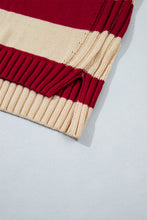 Load image into Gallery viewer, Red Stripe Ribbed Trim High Neck Relaxed Pullover Sweater