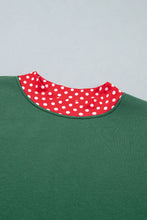 Load image into Gallery viewer, Red Colorblock Polka Dot Contrast Trim Oversized Sweatshirt