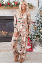 Load image into Gallery viewer, Brown Abstract Print Long Sleeve Two Piece Lounge Set