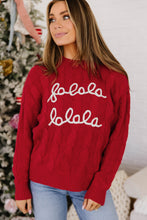 Load image into Gallery viewer, Fiery Red Falala Cable Knit Christmas Dropped Shoulder Pullover Sweater