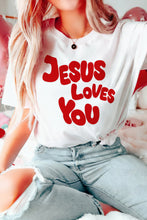 Load image into Gallery viewer, White JESUS LOVES YOU Graphic Tee