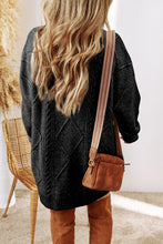 Load image into Gallery viewer, Burgundy Cable Knit Drop Shoulder Loose Fit Sweater Dress