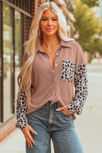 Load image into Gallery viewer, Rose Red Leopard Patched Twisted Ribbed Western Casual Shacket