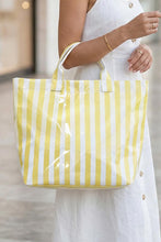 Load image into Gallery viewer, Rainbow Glossy Striped Vinyl Large Tote Bag