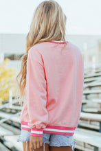 Load image into Gallery viewer, Pink Embroidered Tennis Club Crew Neck Pullover Sweatshirt