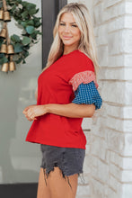 Load image into Gallery viewer, Fiery Red Stars Stripes Short Puff Sleeve Top