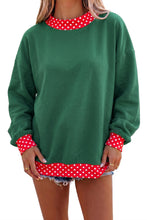 Load image into Gallery viewer, Red Colorblock Polka Dot Contrast Trim Oversized Sweatshirt