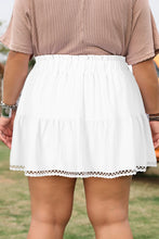 Load image into Gallery viewer, Navy Blue Plus Size Frilled Elastic Waist Lace Trim Boho Ruffled Shorts