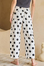 Load image into Gallery viewer, Sky Blue Polka Dot Print Bow Detail Pocketed Barrel Jeans