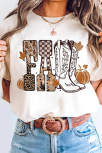 Load image into Gallery viewer, White FALL Letter Print Western Thanksgiving Graphic T-Shirt