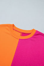Load image into Gallery viewer, Rose Red Colorblock Gingham Sleeve Crewneck Sweatshirt