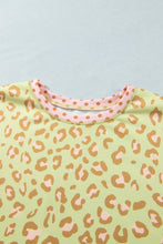 Load image into Gallery viewer, Brown Plus Size Leopard Print Contrast Polka Dot Trim Long Sleeve Top