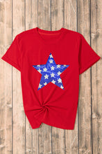 Load image into Gallery viewer, Red Sequin Star Graphic Crewneck T Shirt