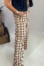 Load image into Gallery viewer, Red Gingham Plaid Tie Elastic Waist Shift Pants