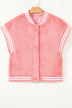 Load image into Gallery viewer, Gossamer Pink Varsity Striped Banding Patchwork Winter Plush Vest