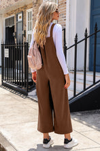 Load image into Gallery viewer, Brown Solid Color Corduroy Wide Leg Bib Overalls