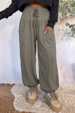 Load image into Gallery viewer, Dirty blue Elastic Waist Drawstring Wide Leg Full Length Pants