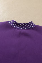 Load image into Gallery viewer, Tillandsia Purple Polka Dot Patchwork Round Neck Plus Size Sweatshirt