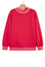 Load image into Gallery viewer, Red Colorblock Polka Dot Contrast Trim Oversized Sweatshirt