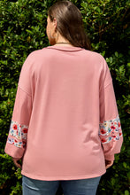Load image into Gallery viewer, Peach Blossom Plus Size Floral Applique Drop Shoulder Sweatshirt