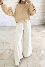 Load image into Gallery viewer, Khaki Polka Dot Patchwork Colorblock Long Sleeve Casual Two Piece Pants Set