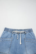Load image into Gallery viewer, Beau Blue Drawstring Waist Wide Leg Ankle Length Jeans