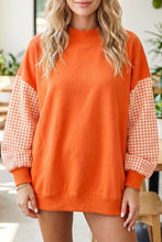 Load image into Gallery viewer, Pink Plaid Sleeve Colorblock Loose Tunic Sweatshirt